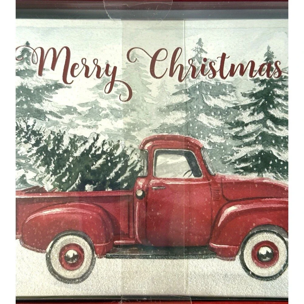 Punch Studio Christmas Cards Box Of 15 Red Farm Truck Christmas Tree Embellished
